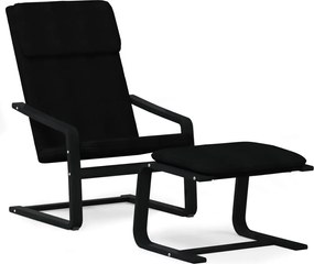 vidaXL Scaun de relaxare cu taburet, negru, textil