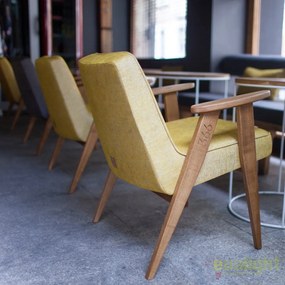 Fotoliu elegant design nordic 366 LOFT galben/ stejar inchis