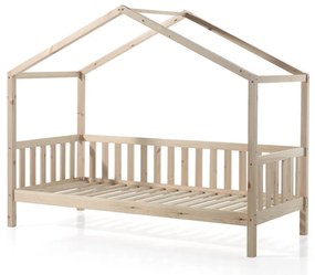 Set DALLAS culoare lemn natural este format dintr-un Pat copii Vipack cu gard (90 x 200 cm) și un set textil.