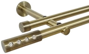 Galerie dubla picior universal fara inele prindere perete allure 19/19 mm aur antic (Alege marime: 180 cm)