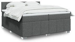vidaXL Pat box spring cu saltea, gri închis, 200x200 cm, textil