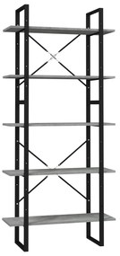 3081992 vidaXL Bibliotecă 5 rafturi, gri beton, 80x30x175 cm, lemn prelucrat