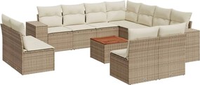 vidaXL Set canapele de grădină cu perne, 12 piese, bej, poliratan