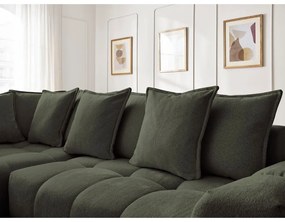 Colțar verde extensibil/cu spațiu de depozitare cu tapițerie din chenille (cu colț pe partea stângă/în formă de ”L”) Everest – Bobochic Paris