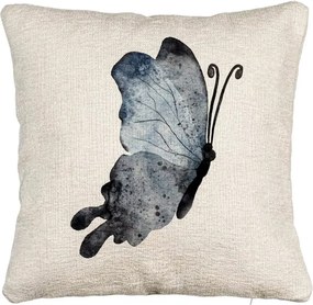 Perna Decorativa Canapea, Model Fluture 2, Blue and Black, 40x40 cm, Bej Canapea, Husa Detasabila, Perna Inclusa, BEKZ®