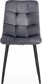 Scaun living din catifea cu cadru metalic BUC 211 gri