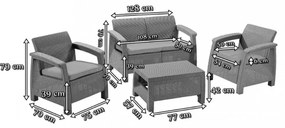 Set de mobilier de grădină Corfu, culoare maro, cu perne taupe calde