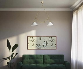 Candelabru 2 brate din alama si abajur ceramic Zefira