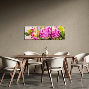 Tablou cu trandafiri (cu ceas) (90x30 cm)