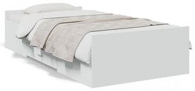 Cadru de pat cu sertare, alb, 100x200 cm, lemn prelucrat