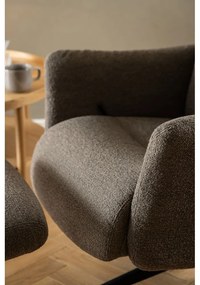 Fotoliu gri/maro de relaxare cu tapițerie din țesătură bouclé London – Actona