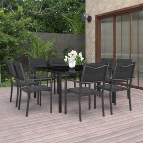 3073533 vidaXL Set mobilier de exterior, 9 piese, oțel