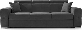 Canapea Extensibilă 3 locuri BELLAGIO, cu tetiere reglabile, 242x95x99 cm, Gri-Inchis-Enjoy