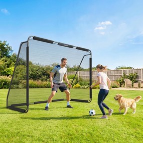 SPORTNOW Poartă de Fotbal 3x2 m, cu Plasă Rezistentă și Cadru Metalic Stabil, Negru | Aosom Romania