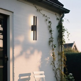 Aplică de perete exterioară modernă neagră cu LED 2 lumini IP54 - Jamal