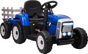 HOMCOM Tractor Electric pentru Copii cu Remorcă Detașabilă, Telecomandă, Port USB, Muzică și Lumini, 3-6 Ani, Albastru | Aosom Romania