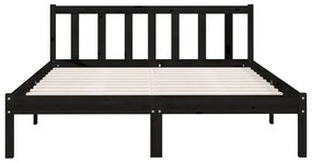 Cadru de pat, negru, 140x190 cm, lemn de pin masiv Negru, 140 x 190 cm