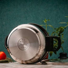 Oala sub presiune Rosberg R51311A5, 5 L, 2 capace, Inductie, Baza 3 straturi, Inox