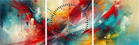 Tablou – Abstracție cu roșu (cu ceas) (90x30 cm)