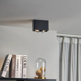 Spot de design negru, montat la suprafață, GU10 70mm, cu 2 lumini, rotativ și înclinabil - Vox