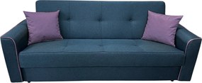 Canapea VERA extensibila, 3 locuri, lada de depozitare, stofa bleumarin + mov, 225x90x90 Bleumarin + Mov, Stofa