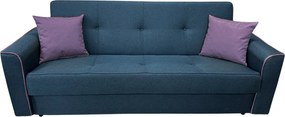 Canapea VERA extensibila, 3 locuri, lada de depozitare, stofa bleumarin + mov, 225x90x90 Bleumarin + Mov, Stofa