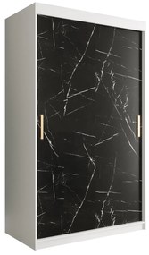 Dulap de haine 120 cm Marbelo T (mat alb + marmură neagră). 1064539
