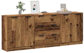 vidaXL Dulap, 3 buc., lemn învechit, 60x30x70 cm, lemn prelucrat