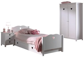 Set Mobilier Cameră Copii AMORI, 3 Piese, Alb, Stil Romantic – Vipack