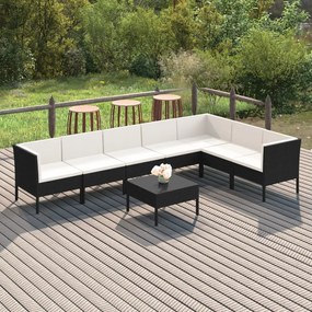 3094428 vidaXL Set mobilier de grădină cu perne, 8 piese, negru, poliratan