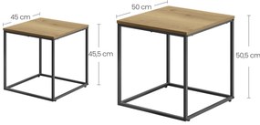 Set 2 masute de cafea QUADRO, decor stejar