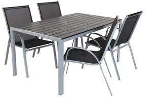 Set de gradina Lucio, dreptunghi - 4 locuri, negru/gri