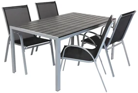 Set de gradina Lucio, dreptunghi - 4 locuri, negru/gri