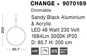 Pendul LED dimabil design modern Change negru 80,7cm
