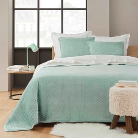 Set cuvertură și față de pernă verde matlasat din sherpa 240x220 cm Mylene – douceur d'intérieur