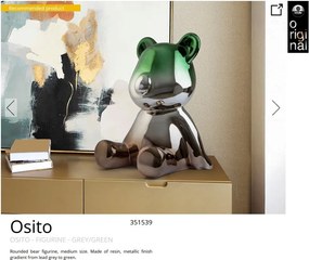 Figurina decorativa ursulet Osito gri, verde