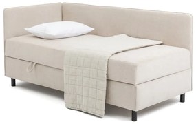 Pat bej tapițat cu spațiu de depozitare cu saltea 90x200 cm Avela – Bonami Selection