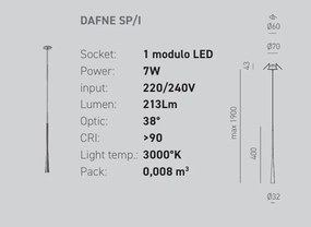 Lustra suspendata, Pendul LED slim incastrabil DAFNE alb, negru sau auriu