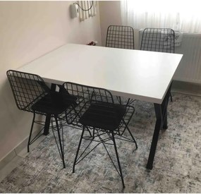 Set Masa Bucatarie cu 4 Scaune , Alb-negru,120x80x75 cm, 30409SET