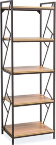 Etajera TABLO R5, stejar/maro inchis, PAL laminat/metal, 60x40x180 cm
