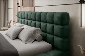 Pat matrimonial verde închis tapițat cu spațiu de depozitare cu somieră 180x200 cm Dizzle – ELTAP