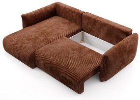 Colțar extensibil universal FRIDA în formă de L, cu spațiu de depozitare, maro