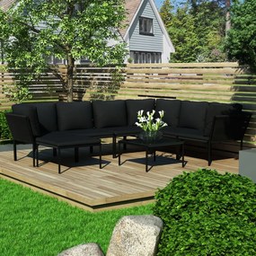 48592 vidaXL Set mobilier de grădină cu perne, 8 piese, negru, PVC