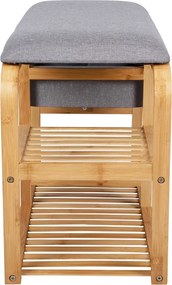 Pantofar cu loc de șezut din bambus Leitmotiv Bench, lățime 70 cm, gri deschis