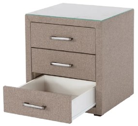 Noptieră, material textil maro deschis/sticlă, SAMRENO
