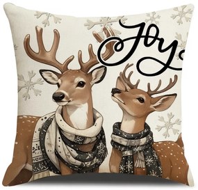 Fata de perna de Craciun DEER JOY 45x45 cm, bej