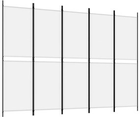 350218 vidaXL Paravan de cameră cu 5 panouri, Alb, 250 x 180 cm, textil