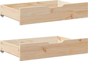 vidaXL Sertare de pat cu roți, 2 buc., 85x55x17 cm, lemn masiv de pin