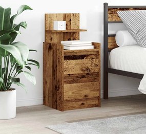 vidaXL Noptiera cu 2 sertare din lemn vechi 38x34x80 cm