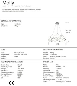 Lustra LED design ultra-modern Molly crom 80cm SV-763950